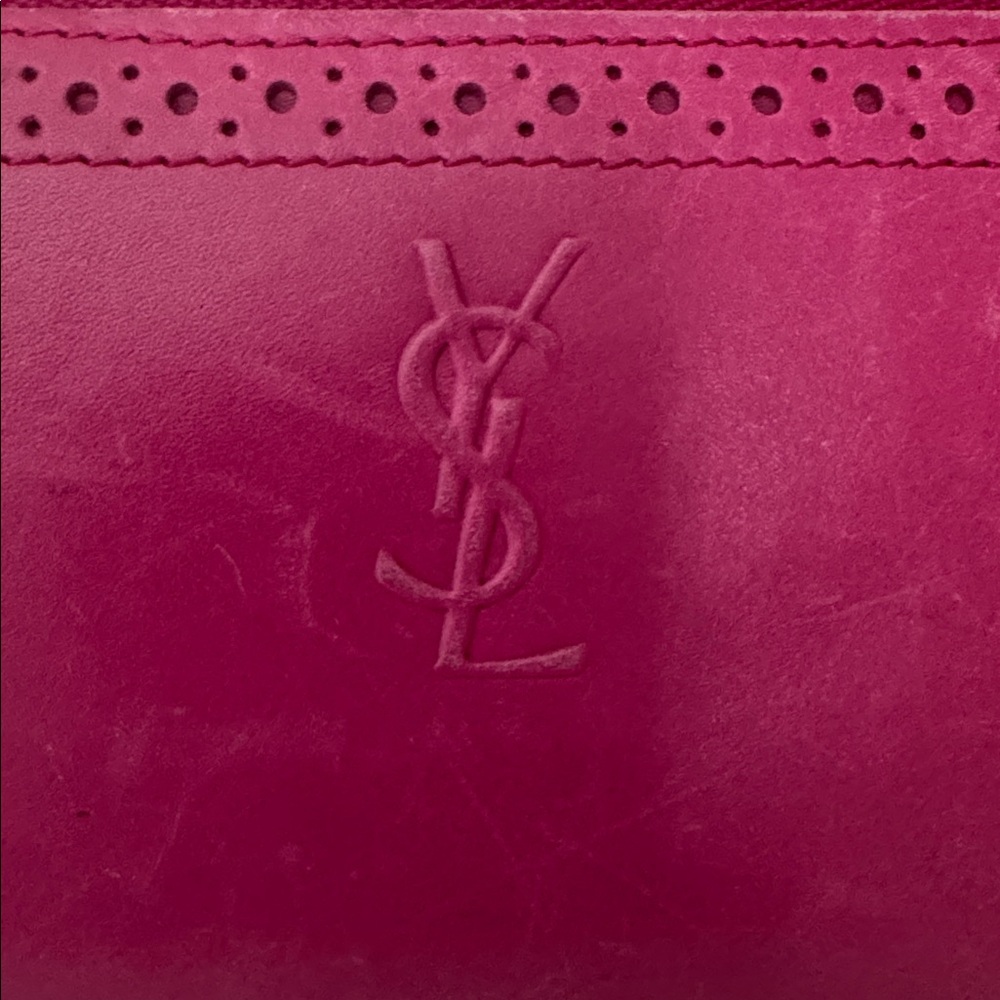 YSL - Yves Saint Laurent Magenta Leather Compact Wallet - with COA - Picture 4 of 10